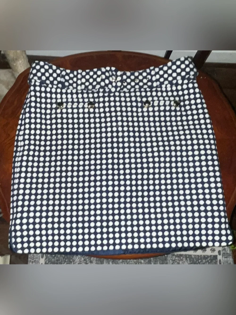 Vintage Juicy Couture Navy Polka Dot Belted Wool Mini Skirt - Pink Tag Sz 4